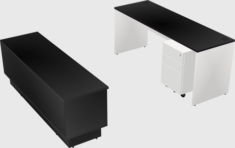 Parallel desk with low credenza