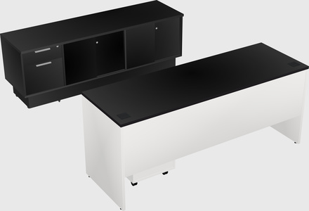 Parallel desk with low credenza