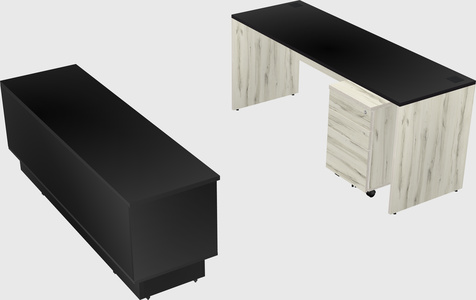 Parallel desk with low credenza