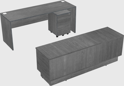 Parallel desk with low credenza