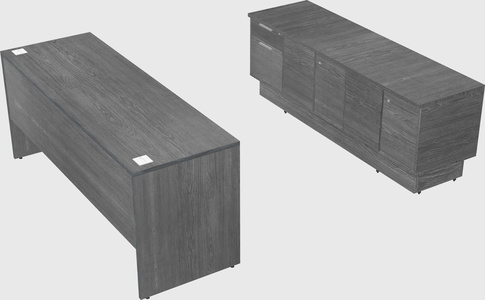 Parallel desk with low credenza