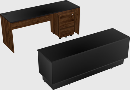 Parallel desk with low credenza