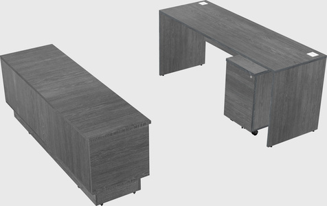Parallel desk with low credenza
