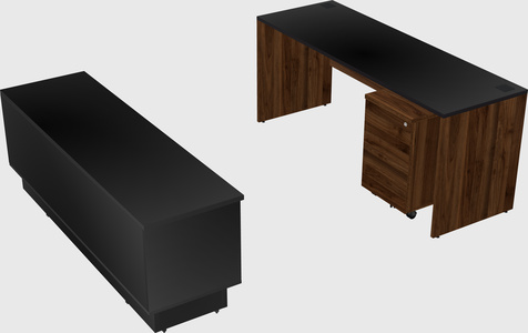 Parallel desk with low credenza