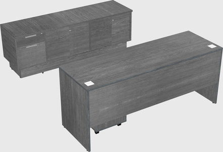 Parallel desk with low credenza