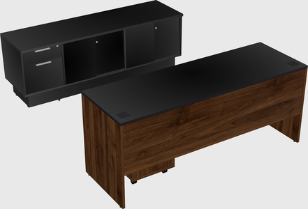 Parallel desk with low credenza