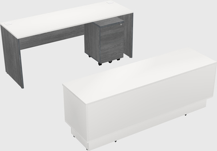 Parallel desk with low credenza
