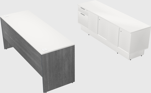 Parallel desk with low credenza