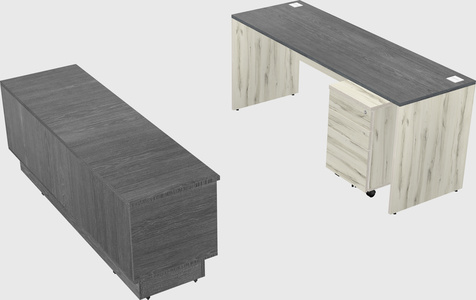 Parallel desk with low credenza