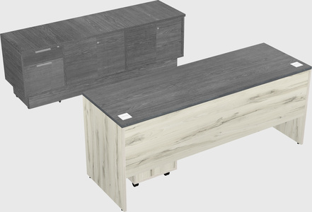 Parallel desk with low credenza