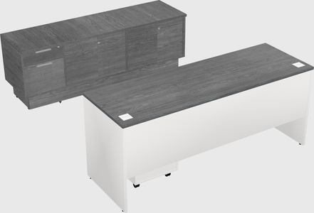Parallel desk with low credenza