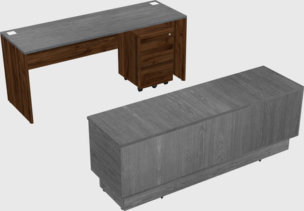 Parallel desk with low credenza