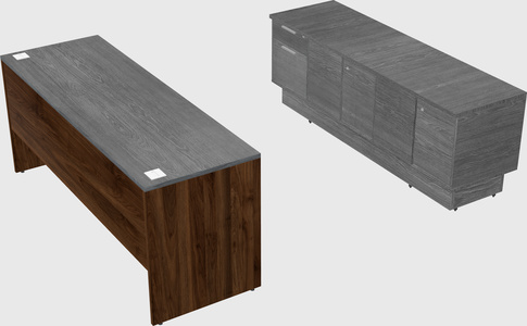 Parallel desk with low credenza