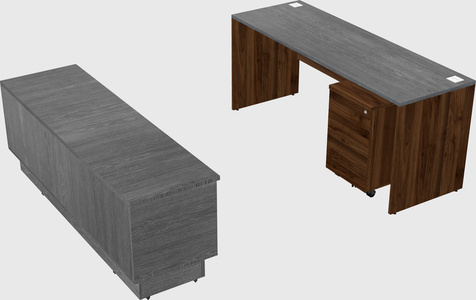 Parallel desk with low credenza