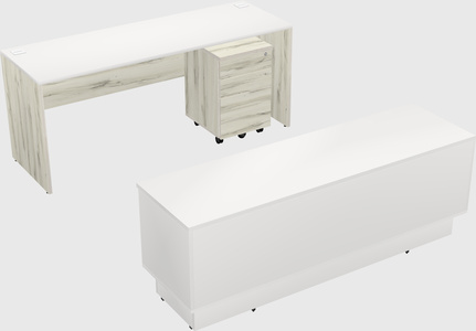 Parallel desk with low credenza
