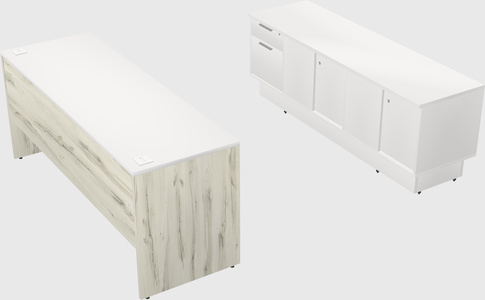 Parallel desk with low credenza