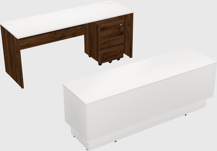 Parallel desk with low credenza