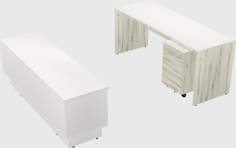 Parallel desk with low credenza