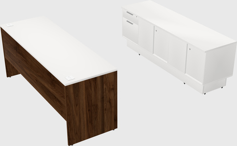 Parallel desk with low credenza