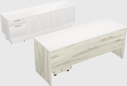 Parallel desk with low credenza