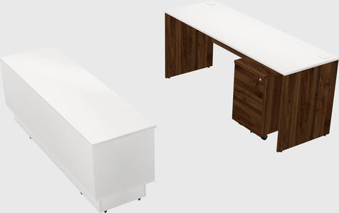 Parallel desk with low credenza