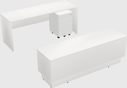 Parallel desk with low credenza