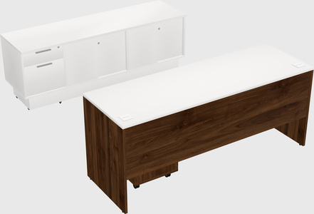 Parallel desk with low credenza