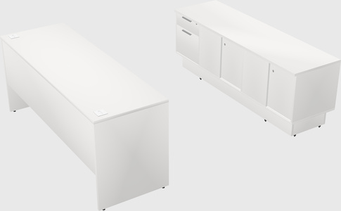 Parallel desk with low credenza