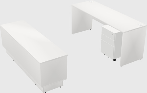 Parallel desk with low credenza
