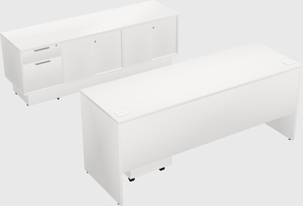 Parallel desk with low credenza
