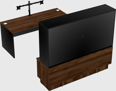 Parallel desk with low credenza