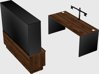 Parallel desk with low credenza