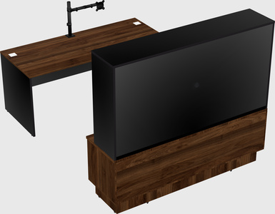 Parallel desk with low credenza