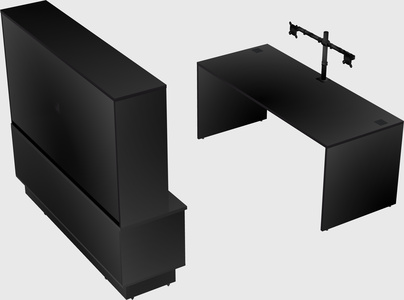 Parallel desk with low credenza