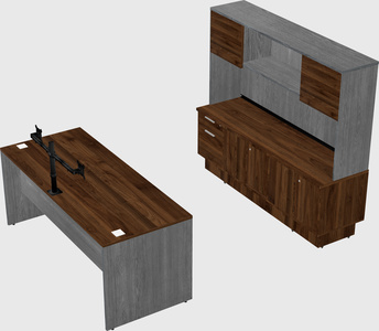 Parallel desk with low credenza