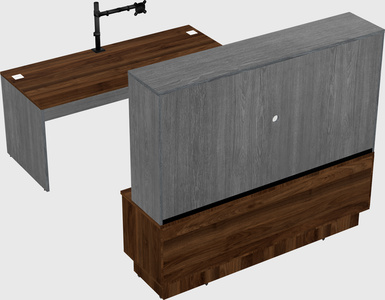 Parallel desk with low credenza
