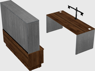 Parallel desk with low credenza