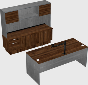 Parallel desk with low credenza