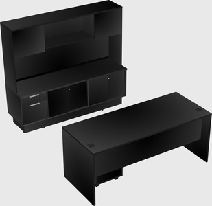 Parallel desk with low credenza