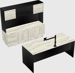 Parallel desk with low credenza