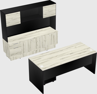 Parallel desk with low credenza