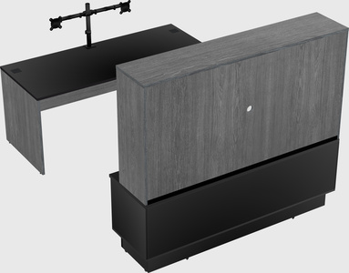 Parallel desk with low credenza
