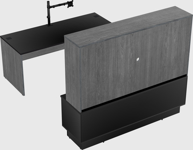 Parallel desk with low credenza