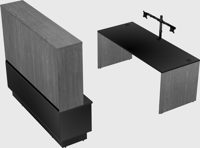 Parallel desk with low credenza
