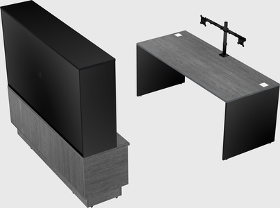 Parallel desk with low credenza