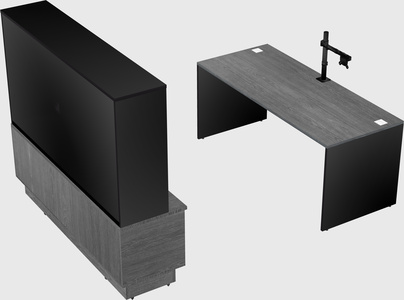 Parallel desk with low credenza