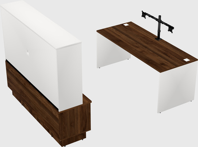 Parallel desk with low credenza