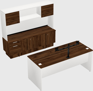 Parallel desk with low credenza