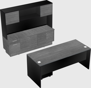 Parallel desk with low credenza