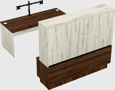Parallel desk with low credenza
